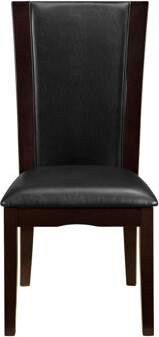 Modern Contemporary Dining Side Chairs Set of 2 Dark Brown Faux Leather Upholstered Espresso Finish Hardwood Solid