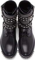 Thumbnail for your product : Saint Laurent Black Leather Studded Rangers Boot