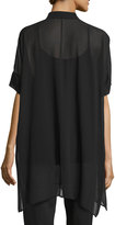 Thumbnail for your product : Eileen Fisher Short-Sleeve Sheer Boxy Tunic