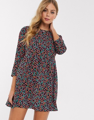 asos embellished mesh fluted sleeve smock mini dress