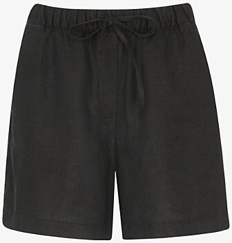 Whistles Womens Black Elasticated-Waist High-Rise Linen Shorts 8