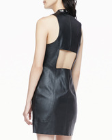 Thumbnail for your product : Madison Marcus Crystal-Collar Faux-Leather Dress