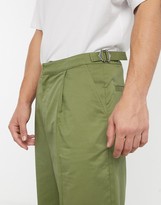 Thumbnail for your product : ASOS wide leg trousers with front crease in green