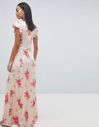 ASOS Tall DESIGN Tall plunge maxi dress in floral print
