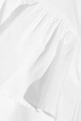 Christopher Kane Crystal-embellished Ruffle-trimmed Cotton-poplin Blouse