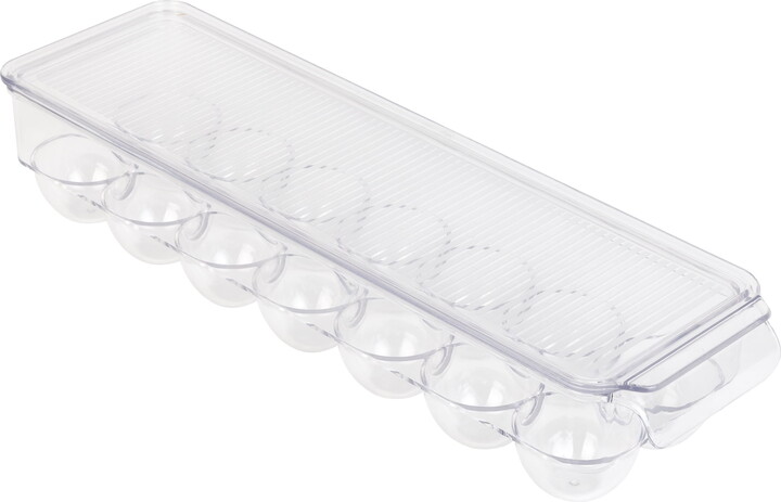 Pro-Mart Industries, Inc Smart Design Stackable Refrigerator Egg Bin with Handle and Lid - 14.65 x 3.25 inch - Clear