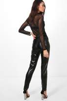 Thumbnail for your product : boohoo Mia Leather Look Zip Side Trousers