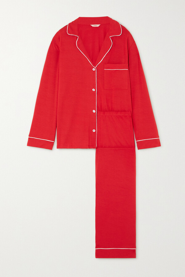Eberjey Gisele Piped Stretch-modal Pajama Set - Red - ShopStyle
