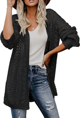 Zereesa Black Cardigans for Women UK Button Down Lightweight Cardigan  Knitted Sweater Crochet Open Front Womens Tops Long Sleeves Ladies Coat  Casual M UK 10 12 - ShopStyle