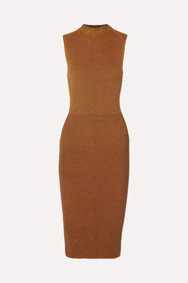 Victoria Beckham Cotton-blend Waffle-knit Midi Dress