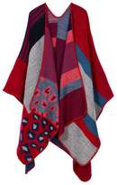 Thumbnail for your product : FEOYA Women's Tartan Shawl Capes Wraps Poncho Leopard Printed Red