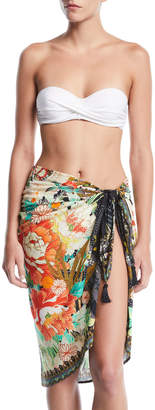 Camilla Floral Printed Sarong Coverup with Tassels
