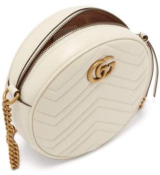Gucci Gg Marmont Circular Leather Cross-body Bag - Womens - White