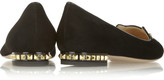 Thumbnail for your product : Charlotte Olympia Kitty Studs embroidered suede slippers