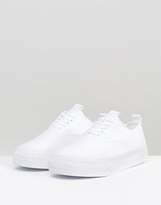 Thumbnail for your product : ASOS Lace Up Plimsolls In White Canvas With Chunky Sole