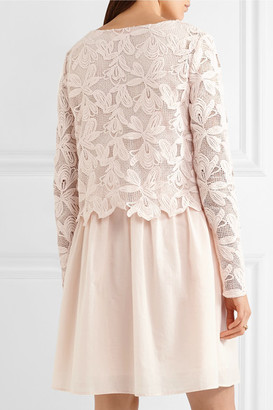 See by Chloe Guipure Lace And Cotton Mini Dress - Pastel pink