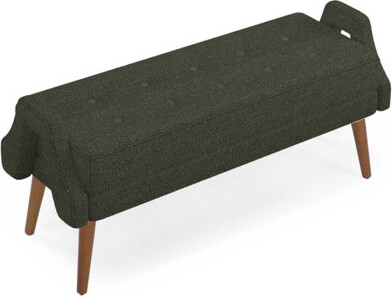 George Oliver Modern Living Room Bench with Looped Yarn Fabric, Soft Cushion, Irregular Geometric Armrests, and Rubber Wooden Legs for Versatile Use