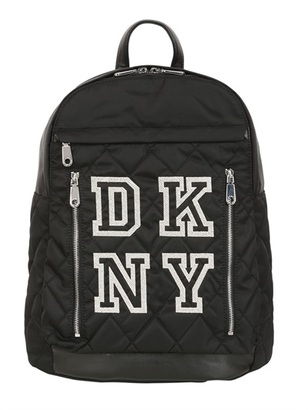 DKNY Quilted Nylon Backpack With Rubber Trim