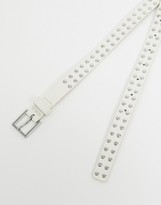 Thumbnail for your product : Accessorize studded belt with silver buckle in white