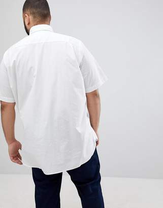 Tommy Hilfiger Big & Tall Stretch Poplin Short Sleeve Shirt Flag Logo In White