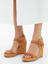 Thumbnail for your product : Jimmy Choo Delphi Espadrille-sole Leather Wedge Sandals - Tan