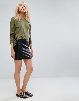 Noisy May Leather Look Skirt