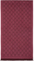 Thumbnail for your product : Gucci Pink and Red Wool Jacquard GG Scarf