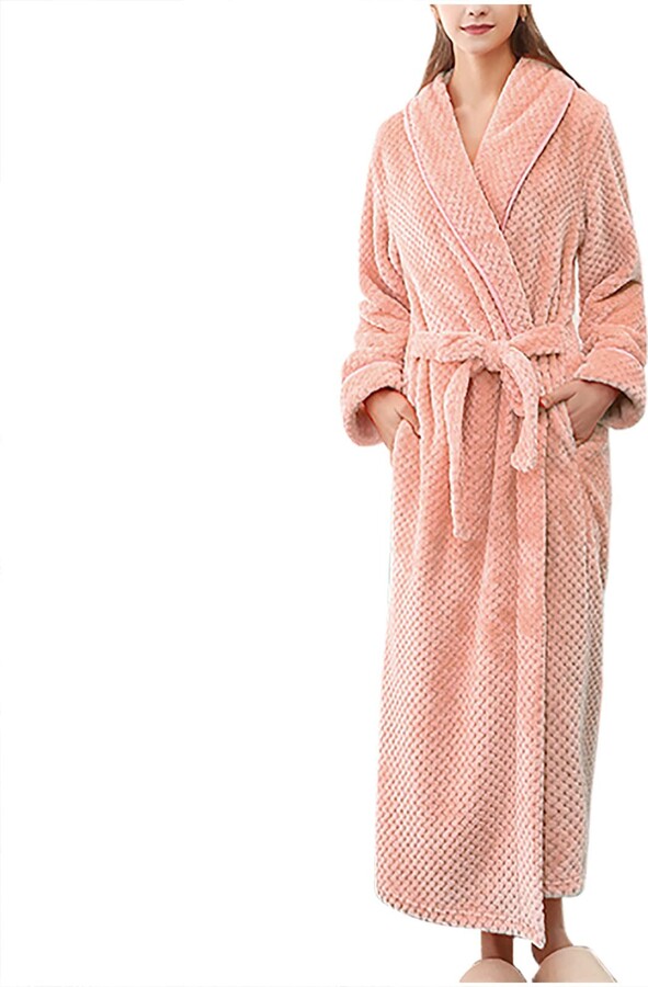 HOT1950s Dressing Gown Womens Womens Fleece Robe Unisex Pajamas Adult