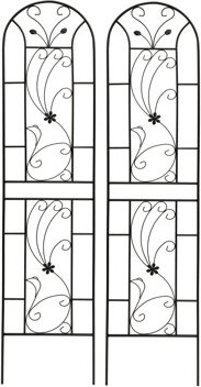 CENSTEEL Metal Garden Trellis Set for Climbing Plants with Tall Peacock Design