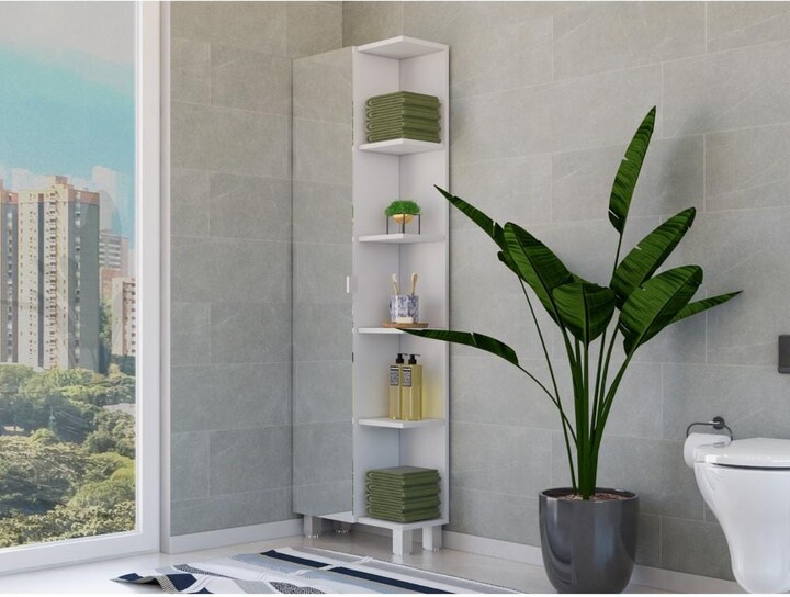 DEPOT Venus 62inch Tall Mirrored Linen with Door, 5