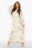 Thumbnail for your product : boohoo Woven Chain Print Tie Belt Midi Dress