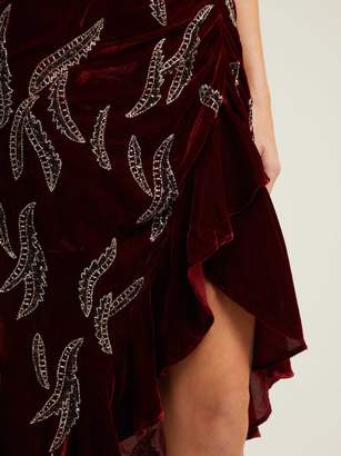 Dodo Bar Or Agnes Bead Embellished Velvet Dress - Womens - Dark Red