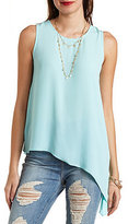 Thumbnail for your product : Charlotte Russe Asymmetrical Tank with Exposed Zipper