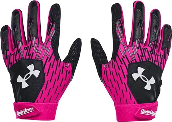 Boys' Under Armour Boys' T-Ball Clean Up Baseball Batting Gloves Pink/Black One Size