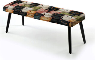 George Oliver Nochum - Animal Print Upholstered Black Bench