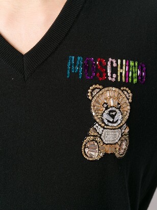 Moschino Crystal-Embellished Teddy Logo Jumper