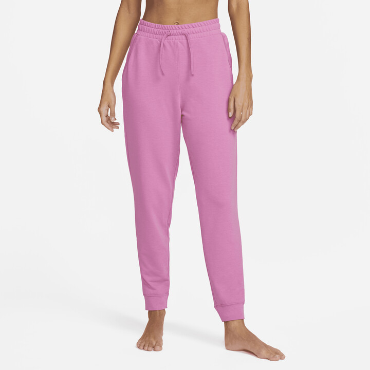 Nike Women's Yoga DriFIT Womens 7/8 Fleece Jogger Pants in Pink