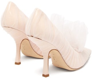 Midnight 00 Point-toe Tulle & Patent-leather Pumps - Light Pink