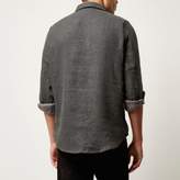 Thumbnail for your product : River Island Mens Grey flannel two pocket overshirt