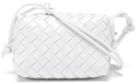 Bottega Veneta Loop Small Intrecciato Patent-leather Bag - White - ShopStyle