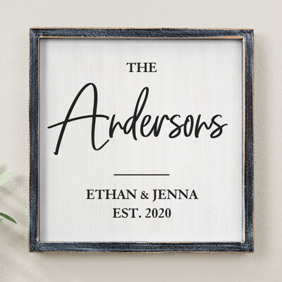 Personalization Mall Family Elegance Blackwashed 12" X 12" Barnwood Frame Wall Art - Floater Frame Textual Art Set on Wood
