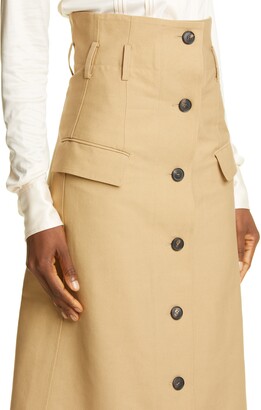 Victoria Beckham High Waist Button-Up Midi Skirt