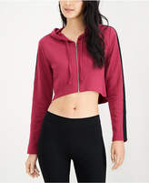 Thumbnail for your product : Material Girl Juniors' Cropped Striped-Sleeve Hoodie