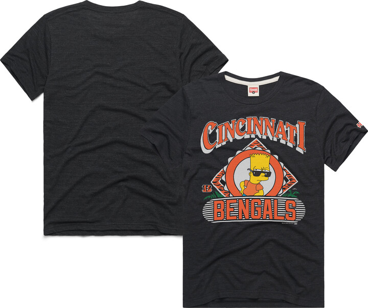 Unisex Homage Bart Simpson Charcoal Cincinnati Bengals x The Simpsons Tri-Blend T-Shirt