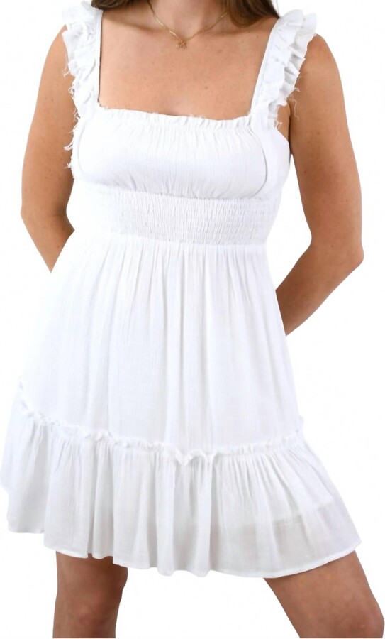 Papermoon Sweet On You Sleeveless Ruffle Shoulder Dress In White