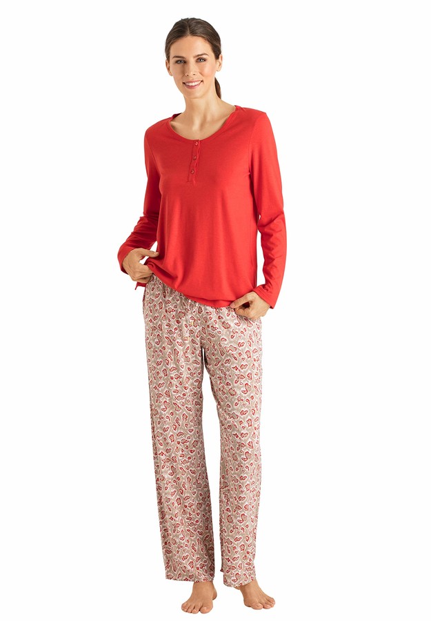 Hanro Women's Sleep and Lounge Long Sleeve Henley Shirt ShopStyle Pajamas