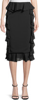 Thumbnail for your product : Cushnie Romina Pencil Skirt with Georgette Ruffle Sides