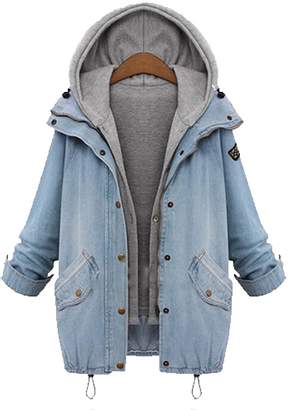 LKOMARKET size ladies jean jacket Loose thin dust coat ma3 jia3 two-piece