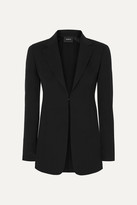 Thumbnail for your product : Akris Odette Leather-trimmed Wool-blend Crepe Blazer - Black