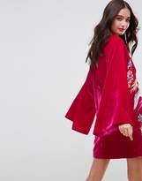 Thumbnail for your product : ASOS Embroidered Velvet Kimono Mini Dress